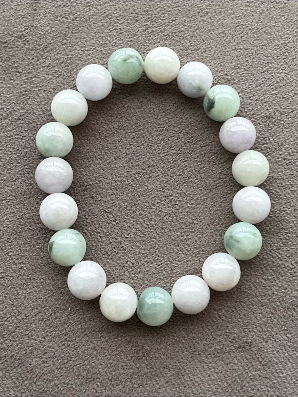 Natural Green And Lavender Jade Bead Stretch Bracelet